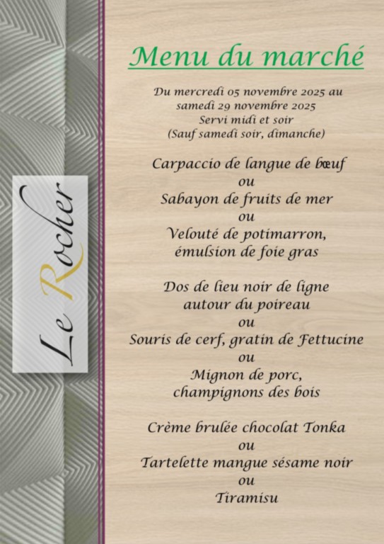 Menu du marché