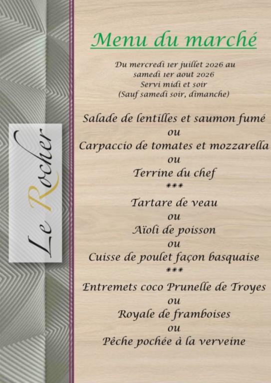 Menu du marché