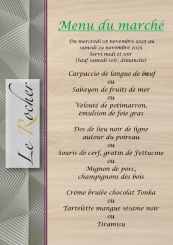 Menu du marché