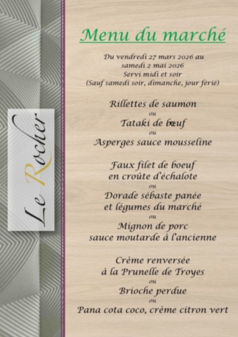 Menu du marché