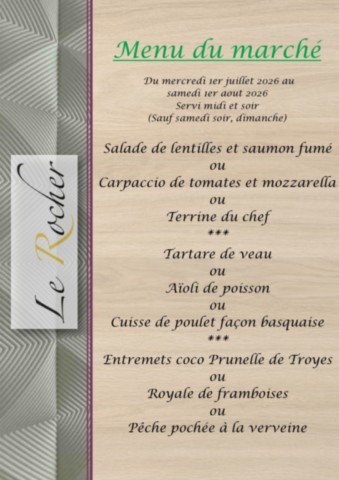 Menu du marché